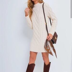 HYACINTH HOUSE Cream Whistler Cable Sweater Dress Size XXL NWT